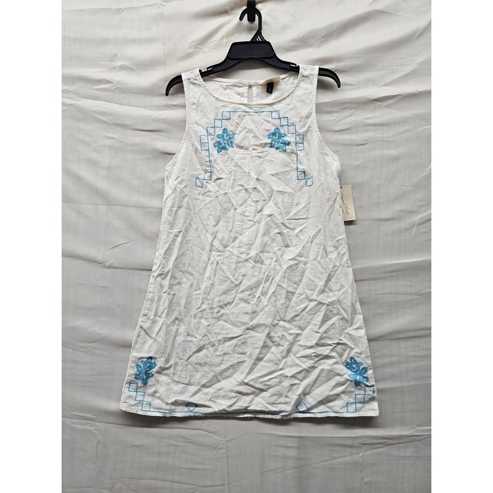 Universal Thread Womens Embroidered Shift Dress White Linen Blend Size Medium